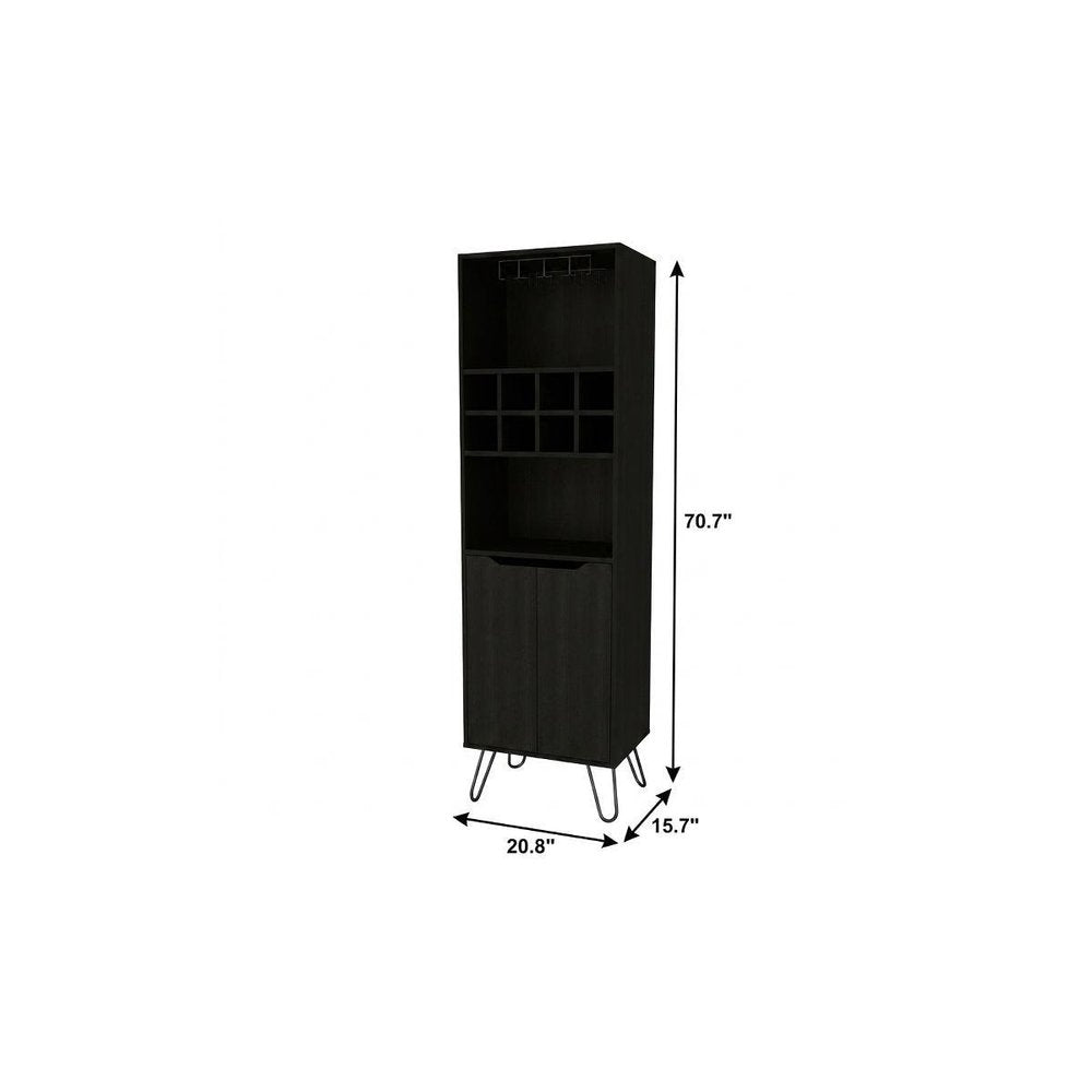 21" Black Wood Bar Cart