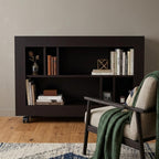 25" Black Wood Five Tier Bookcase