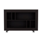 25" Black Wood Five Tier Bookcase
