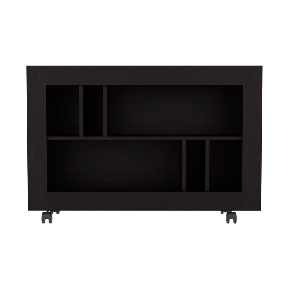 25" Black Wood Five Tier Bookcase