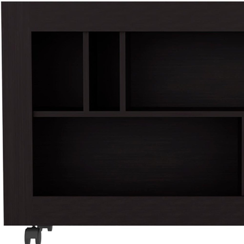 25" Black Wood Five Tier Bookcase