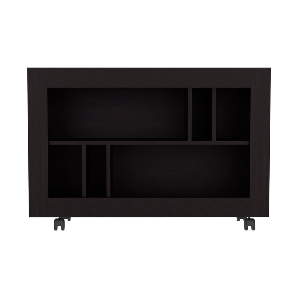 25" Black Wood Five Tier Bookcase