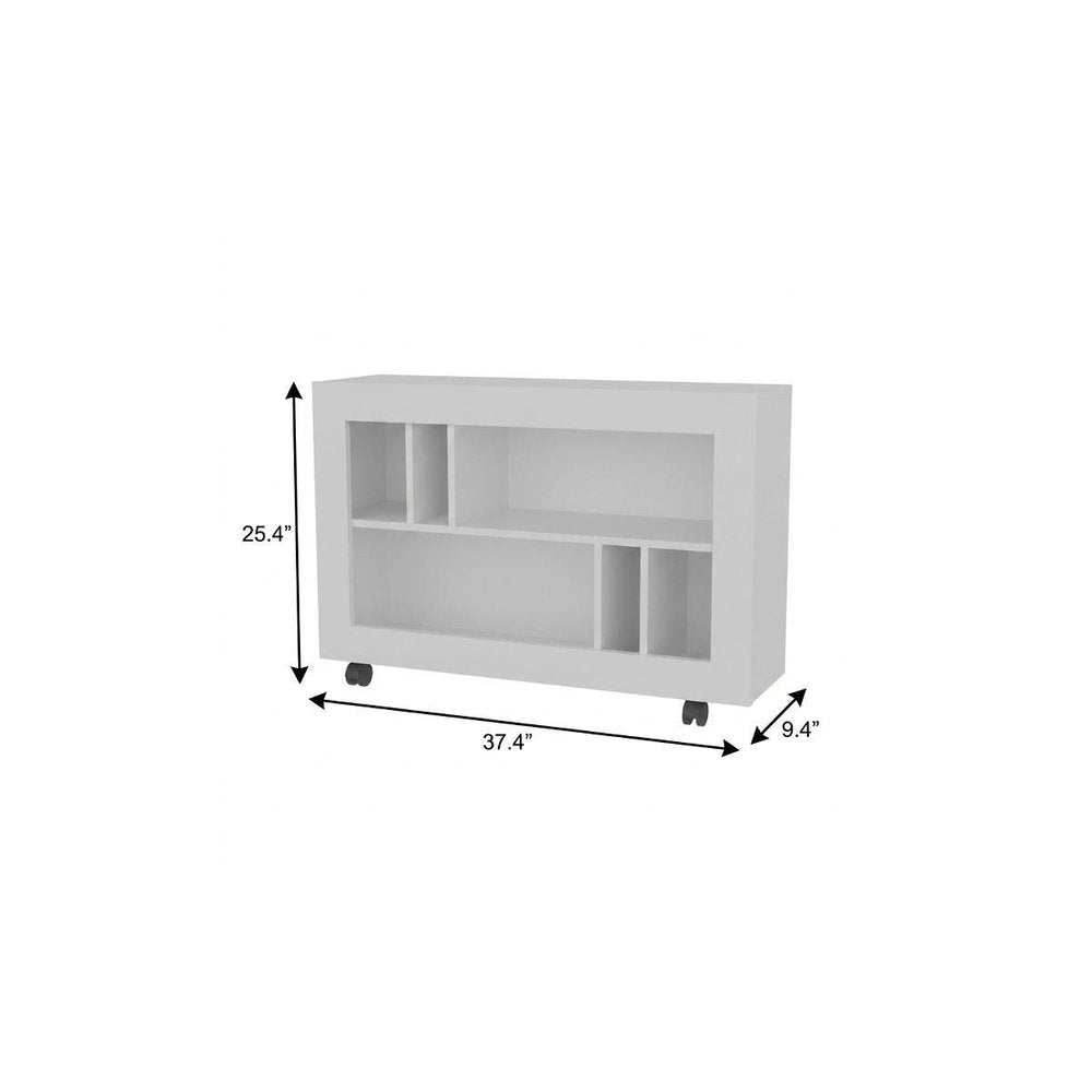 25" White Wood Five Tier Bookcase