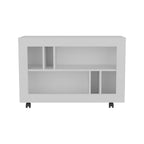 25" White Wood Five Tier Bookcase