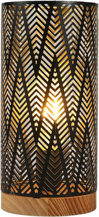 11" Black Metal Pierced Geo Battery Powered Desk Lamp