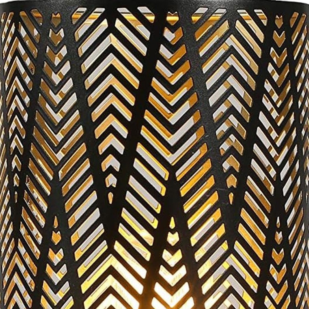 11" Black Metal Pierced Geo Battery Powered Desk Lamp