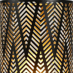 11" Black Metal Pierced Geo Battery Powered Desk Lamp
