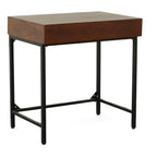 31" Chestnut and Black Solid Wood and Iron Writing Desk With Two Drawers