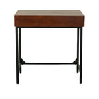 31" Chestnut and Black Solid Wood and Iron Writing Desk With Two Drawers