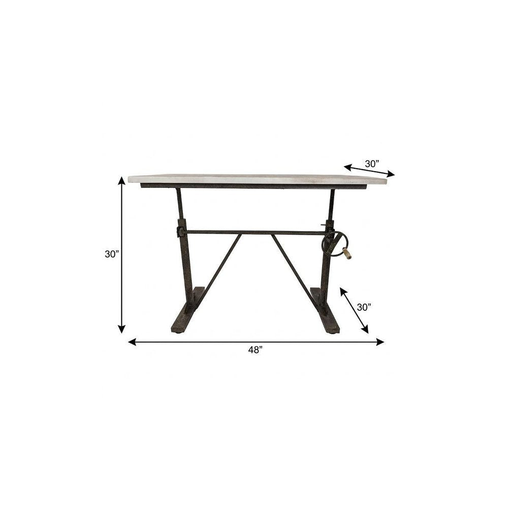 Adjustable Light Gray and Charcoal Solid Wood and Iron Trestle Standing Desk