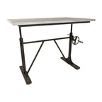 Adjustable Light Gray and Charcoal Solid Wood and Iron Trestle Standing Desk