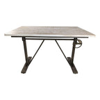 Adjustable Light Gray and Charcoal Solid Wood and Iron Trestle Standing Desk