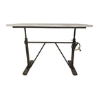 Adjustable Light Gray and Charcoal Solid Wood and Iron Trestle Standing Desk