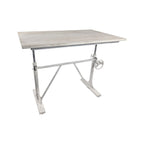 Adjustable Light Gray and Charcoal Solid Wood and Iron Trestle Standing Desk