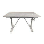 Adjustable Light Gray and Charcoal Solid Wood and Iron Trestle Standing Desk
