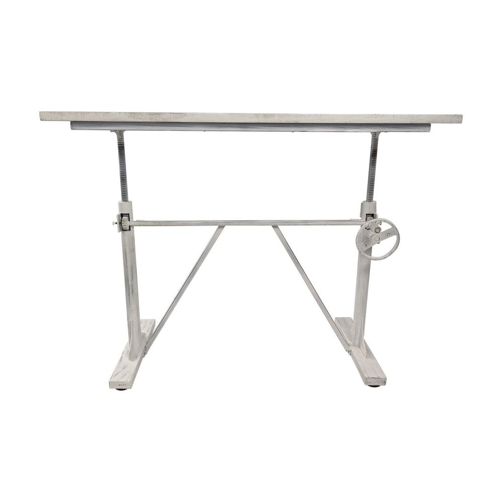 Adjustable Light Gray and Charcoal Solid Wood and Iron Trestle Standing Desk
