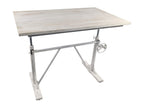 Adjustable Light Gray and Charcoal Solid Wood and Iron Trestle Standing Desk