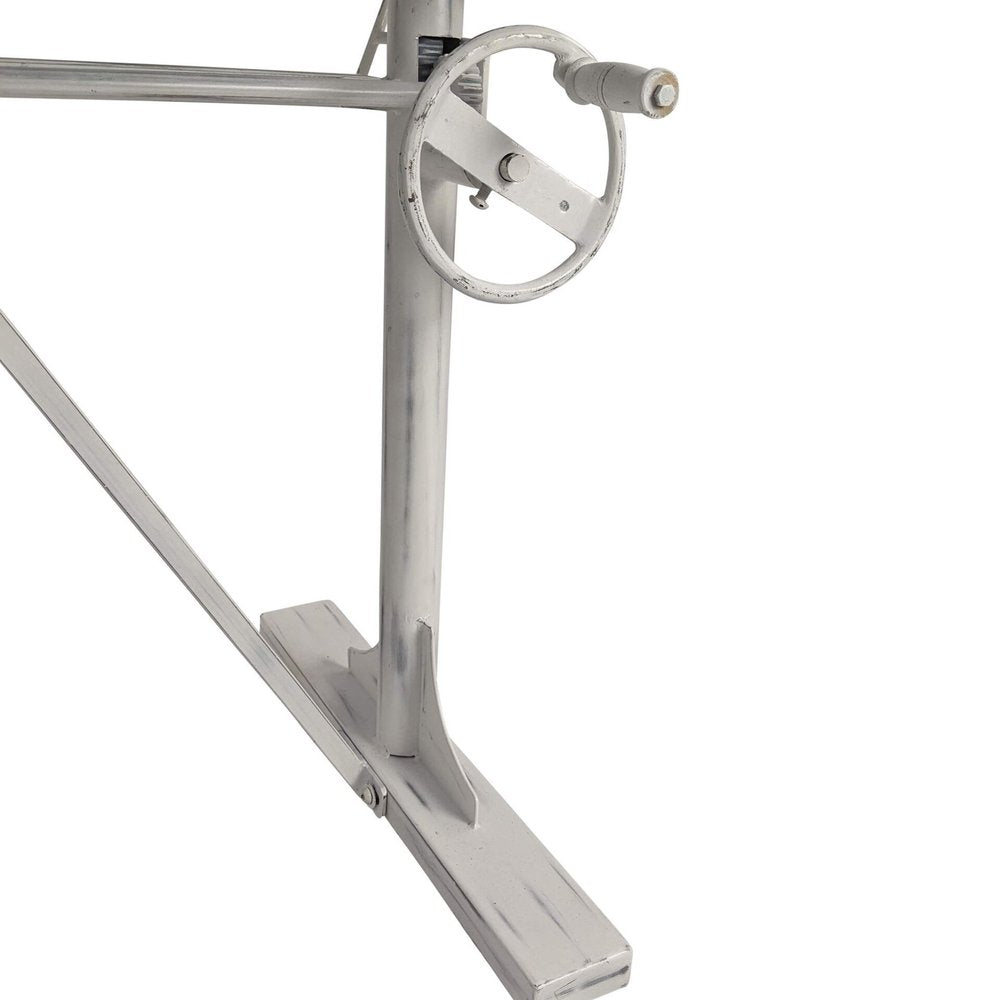 Adjustable Light Gray and Charcoal Solid Wood and Iron Trestle Standing Desk