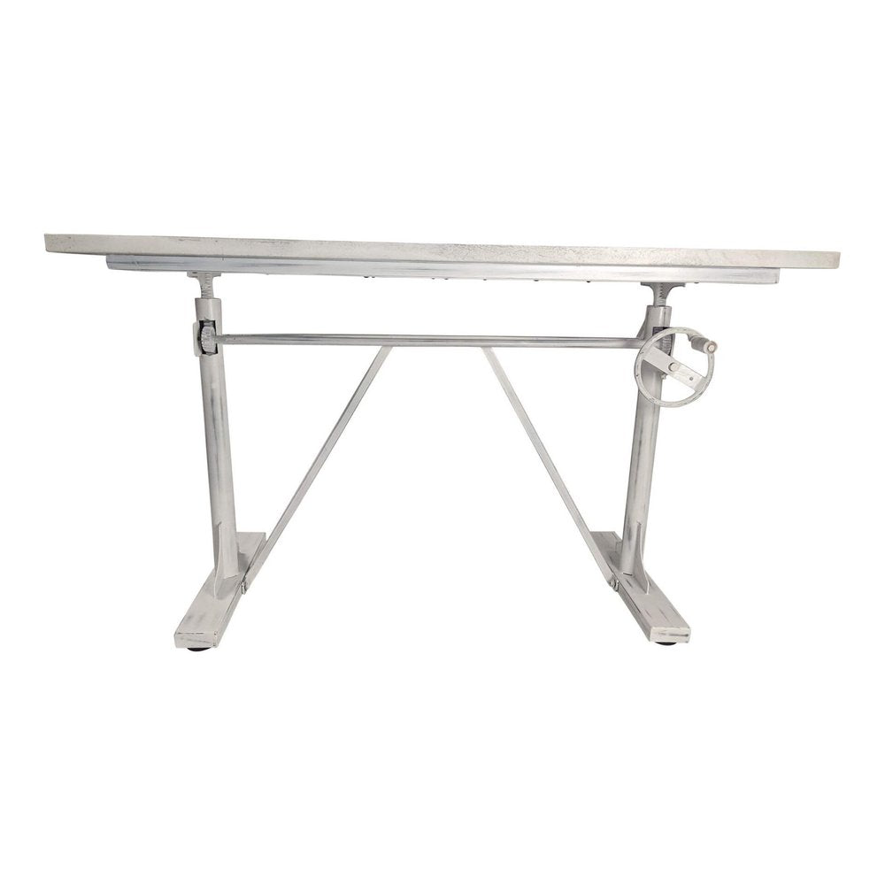 Adjustable Light Gray and Charcoal Solid Wood and Iron Trestle Standing Desk