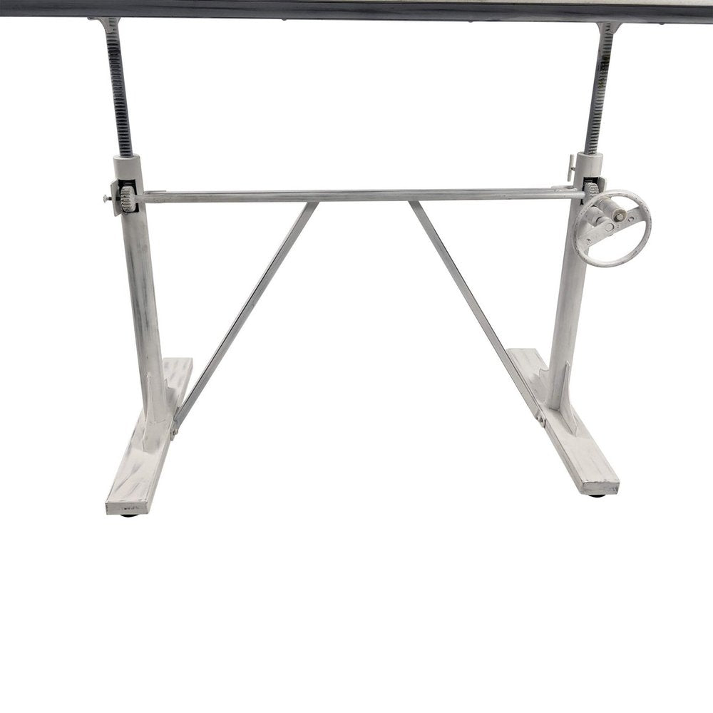 Adjustable Light Gray and Charcoal Solid Wood and Iron Trestle Standing Desk
