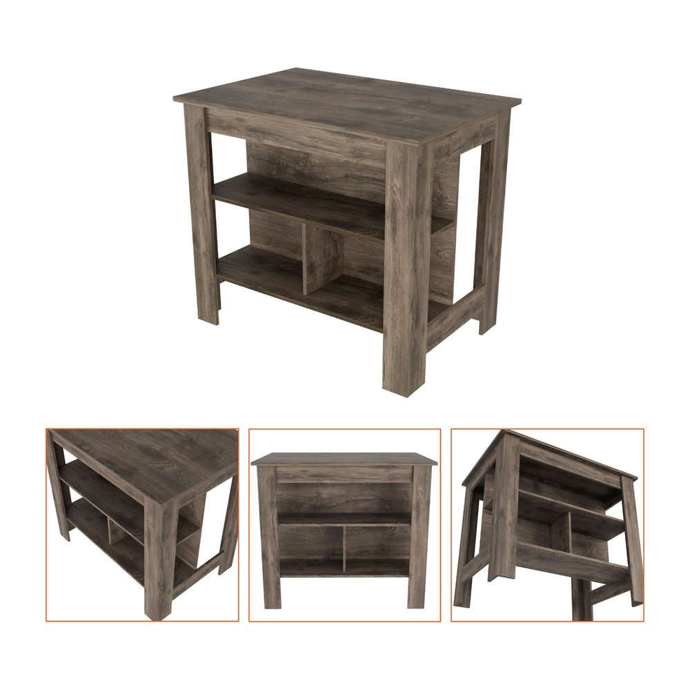 28" Brown Wood Kitchen Island