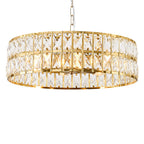 Black Kitchen Island Six Light Crystal and Rope Beveled Glass Flush Chandelier With Gold Shades