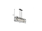 Black Kitchen Island Six Light Acrylic and Wrought Iron Mercury Glass Flush Chandelier With Black Shades