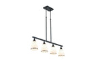Black Kitchen Island Four Light Glass and Wrought Iron Frosted Glass Flush Chandelier With Black Shades