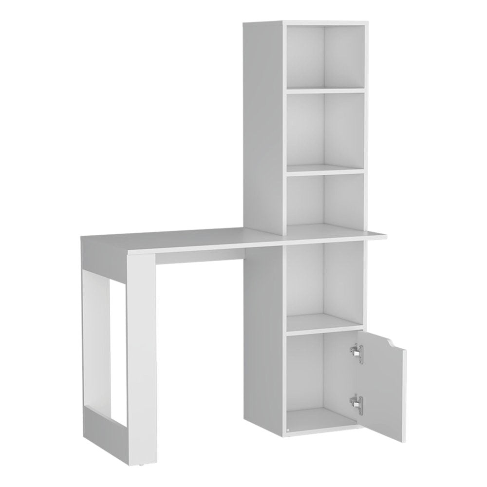 39" White Wood Pedestal Computer Desk