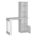 39" White Wood Pedestal Computer Desk
