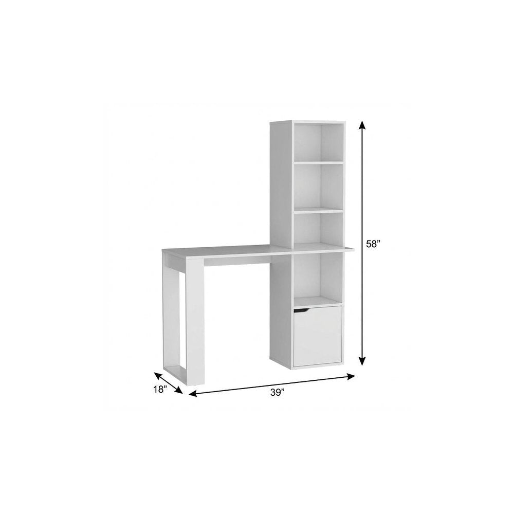 39" White Wood Pedestal Computer Desk