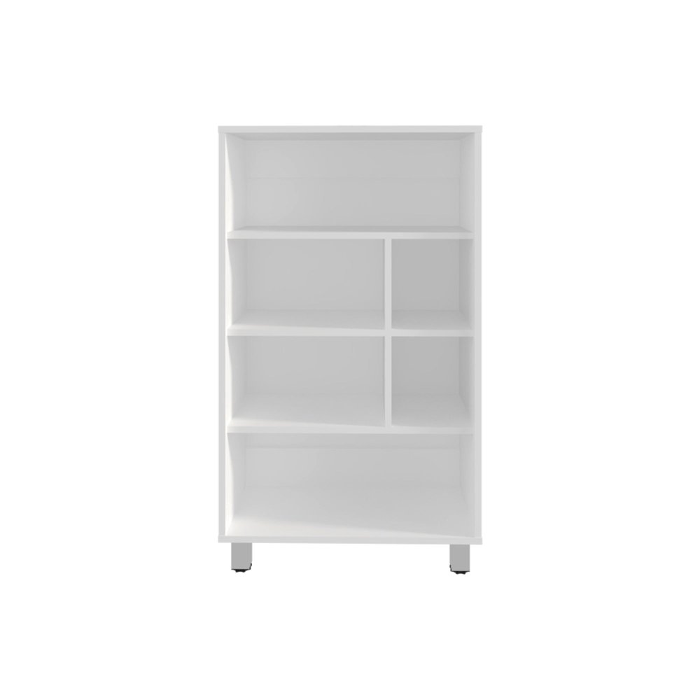 41" White Wood Four Tier Bookcase