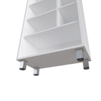 41" White Wood Four Tier Bookcase
