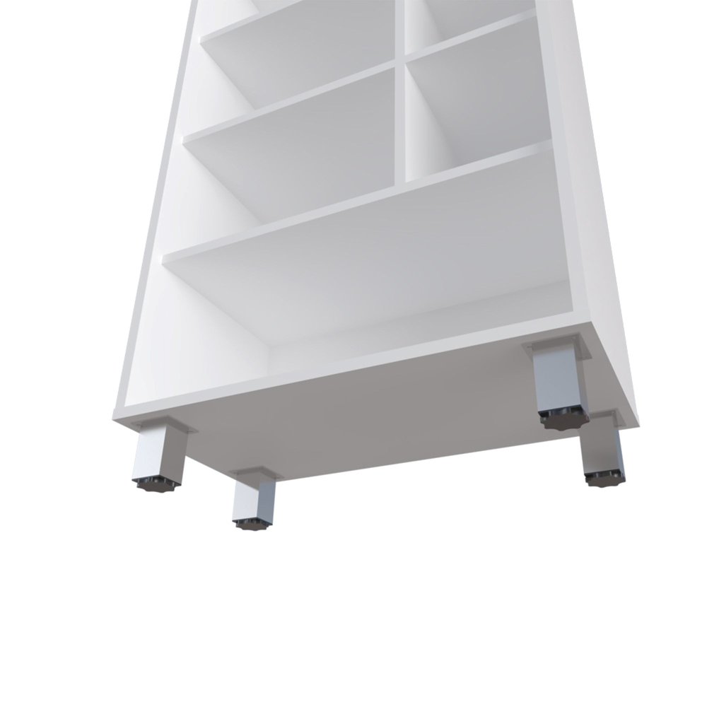 41" White Wood Four Tier Bookcase