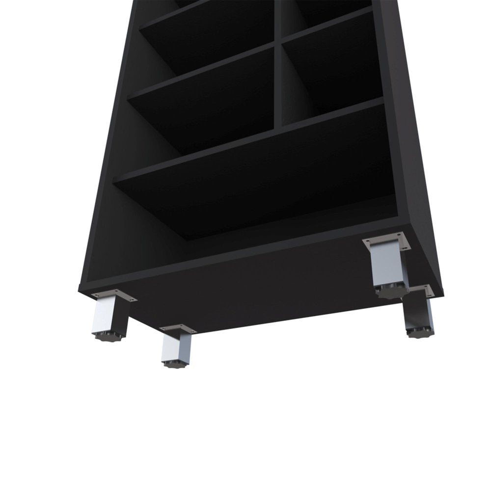 41" Black Wood Four Tier Bookcase