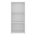 47" White Wood Three Tier Bookcase