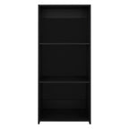 47" Black Wood Three Tier Bookcase