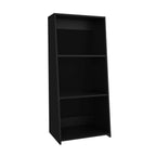 47" Black Wood Three Tier Bookcase