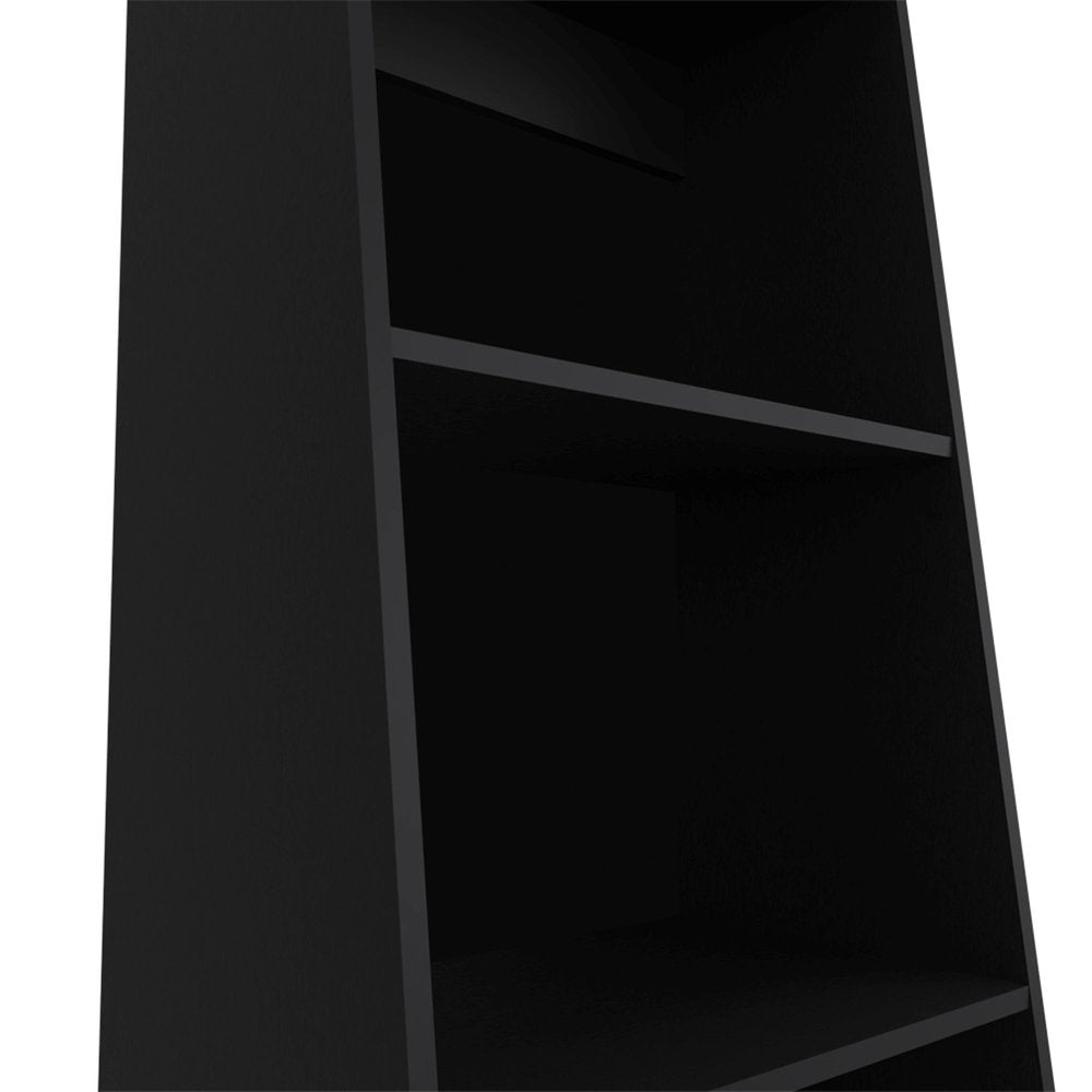 47" Black Wood Three Tier Bookcase