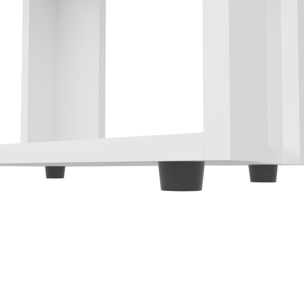 39" White Wood Three Tier Bookcase