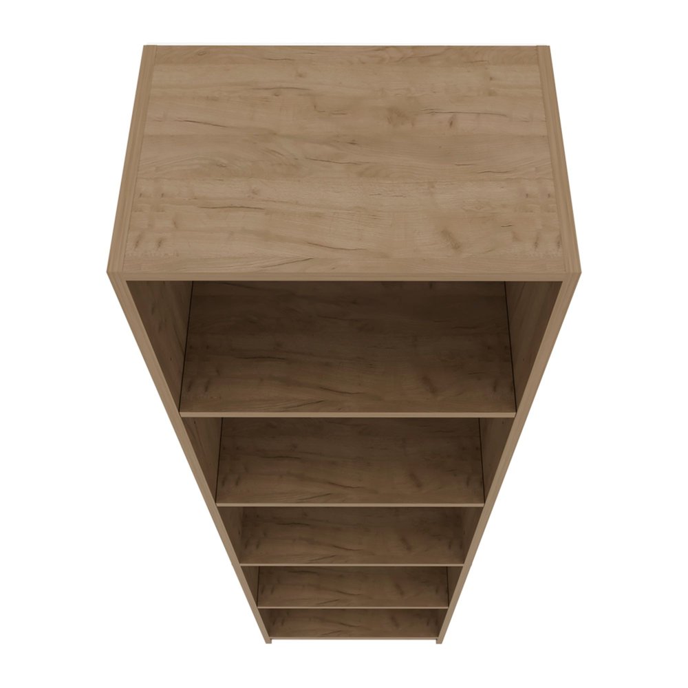 71" Beige Wood Five Tier Bookcase
