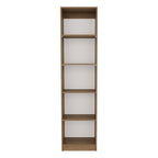 71" Beige Wood Five Tier Bookcase