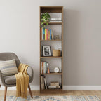 71" Beige Wood Five Tier Bookcase