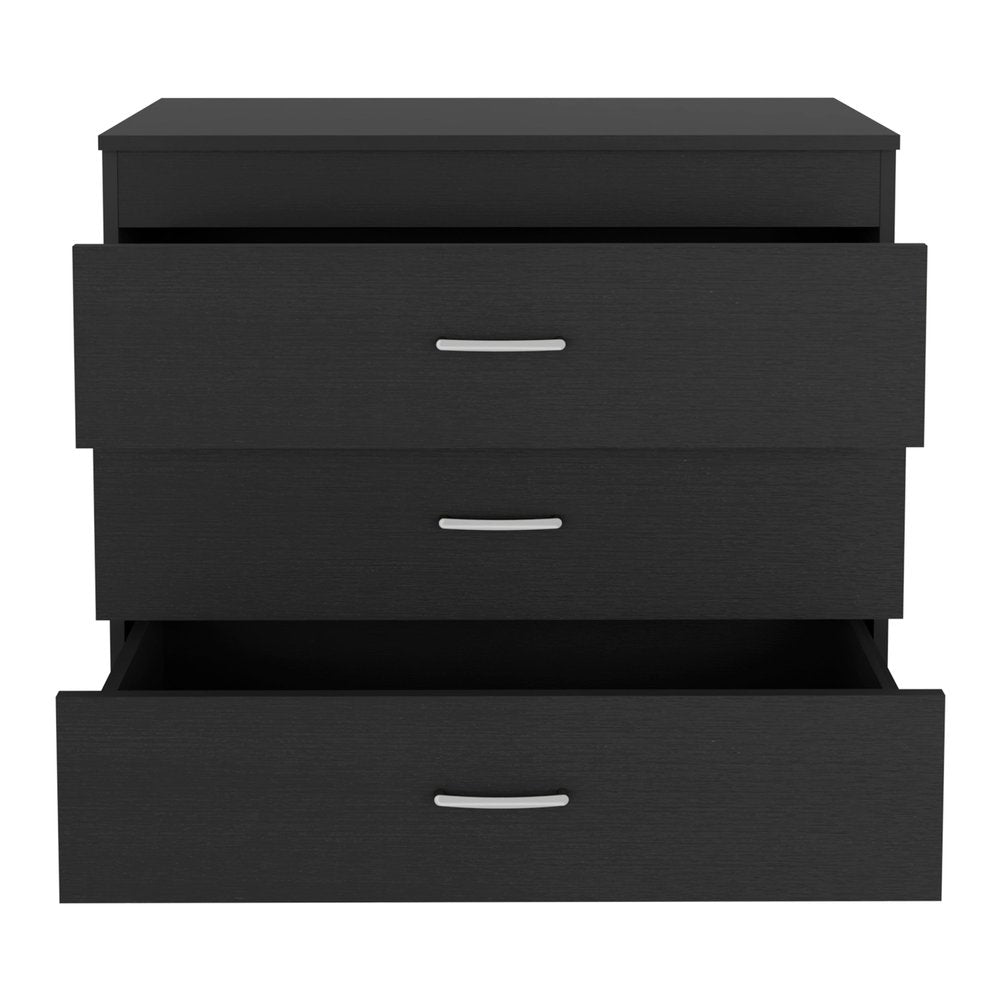 31" Black Wood Three Drawer Dresser