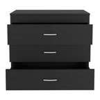 31" Black Wood Three Drawer Dresser