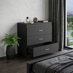 31" Black Wood Three Drawer Dresser