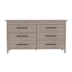 59" Light Gray Wood Six Drawer Double Dresser