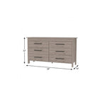 59" Light Gray Wood Six Drawer Double Dresser