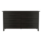 59" Black Wood Six Drawer Double Dresser