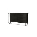 59" Black Wood Six Drawer Double Dresser